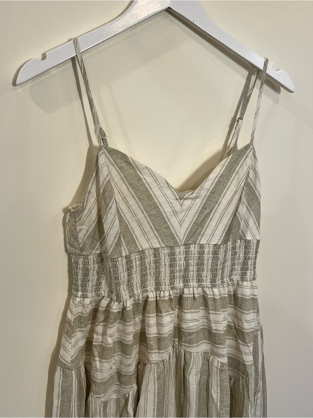 Amaya Spaghetti Strap Midi Dress by Blu Pepper Medium Smocked Chevron Striped - Picture 3 of 10